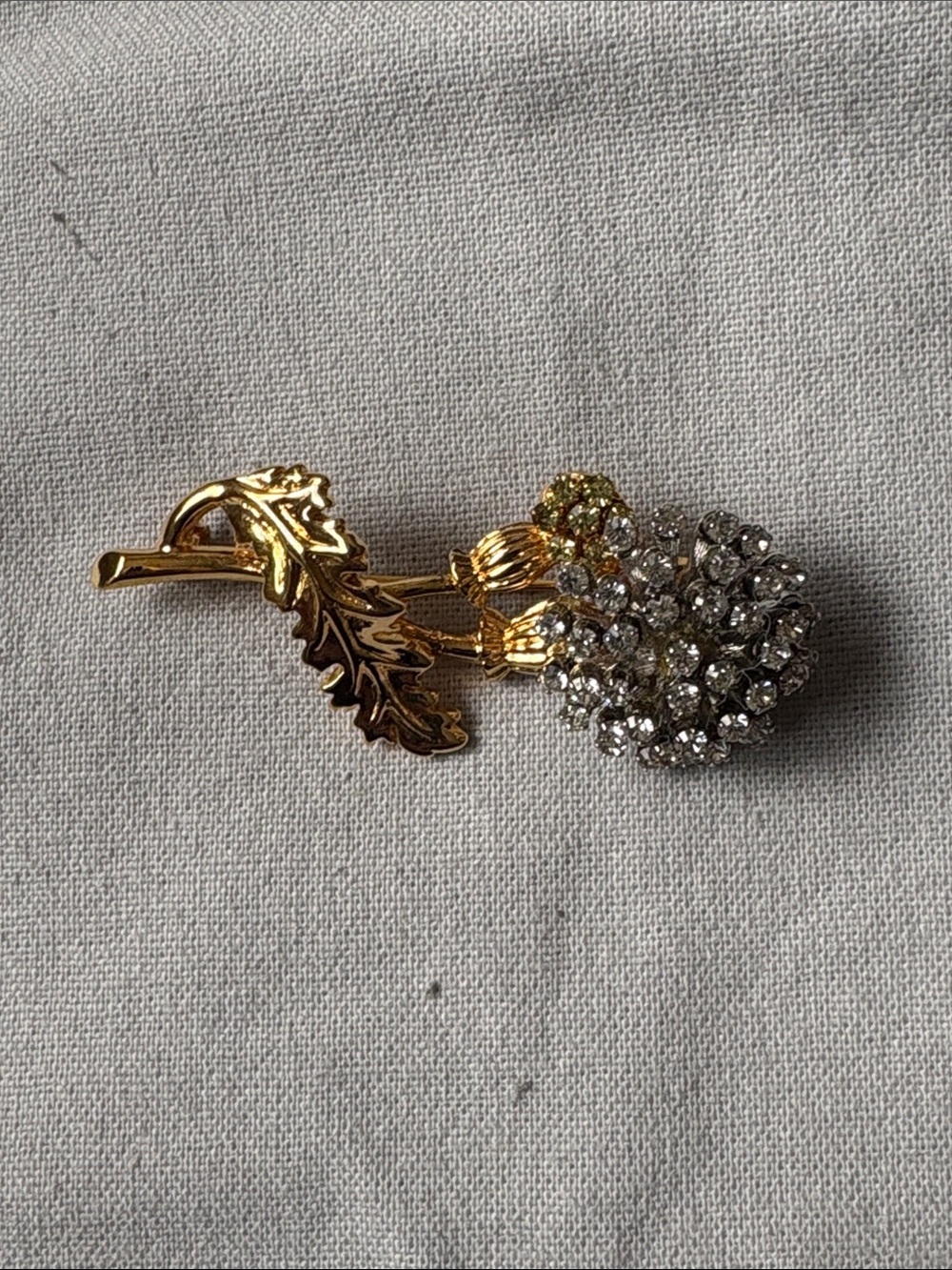 Joan Rivers Gold-Tone Floral Brooch with Clear and Green Crystals